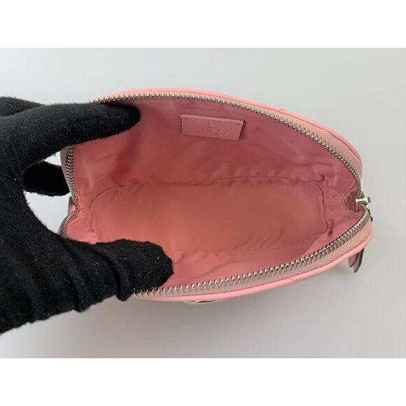 NWT Gucci GG Marmont Cosmetic Pouch in Pink Quilted Chevron Leather - Picture 7 of 11